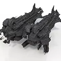 Two Detailed Futuristic Cosmic Spacecraft With Sci Fi Structure And Design