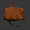 Orange Leather Travel Duffel Bag with Top Handles and Detachable Shoulder Strap for Daily Use