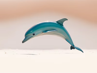 Turquoise Dolphin Leaping Gracefully Over Light Sandy Surface With Smooth Skin 3d model