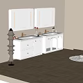 Modern White Bathroom Vanity Cabinet With LED Mirror Drawers And Glass Doors