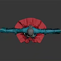 Game Movie Character In Traditional Blue Robe And Red Skirt With Flowing Sleeves