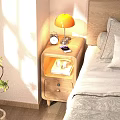 Bedside Table With Orange Lamp Alarm Clock Mobile Phone Books Cups And Drawer In Bedroom