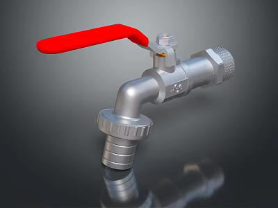 Hardware Tool Valve with Red Handle and Metal Body for Plumbing Applications 3d model