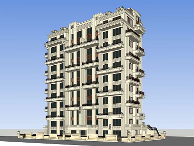 Modern Multi Storey Residential Apartment Building Exterior With Light Facade Balconies And Windows 3d model