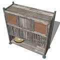 Rustic Wooden Entryway Side Cabinet with Grid Doors and Lower Shelf Basket