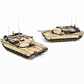 Two Desert Colored Military Tank Models Displayed 3d model