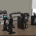 Modern Home Gym Sports Equipment With Dumbbell Rack Exercise Balls Strength Machines And Bike