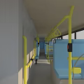 Beige And Black Double Decker Bus With Upper Lower Seats And Windows 3d model