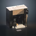 Black Building Model Featuring Swing Door Marble Top Steps And KB Sign