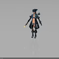 Female Pirate Character With Parrot Companion And Dual Pistols In Blue And White Outfit