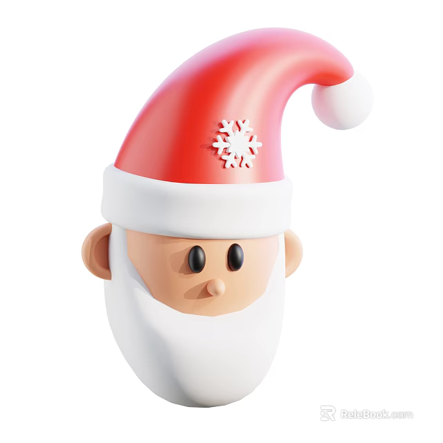 Game and Movie Character With Red Santa Hat Snowflake Decoration White Beard Black Eyes 3d model 