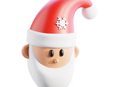 Game and Movie Character With Red Santa Hat Snowflake Decoration White Beard Black Eyes 3d model