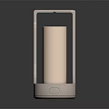 Minimalist Headphone Speaker With Cylindrical Body Metallic Frame And Silver Base