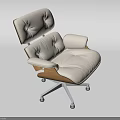 Button Tufted White Office Chair With Wooden Arms Metal Base And Casters