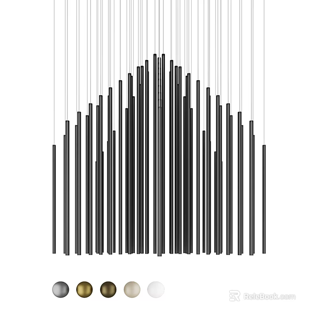 Modern Minimalist Chandelier Design With Vertical Black And White Lines For Home Interior 3d model 