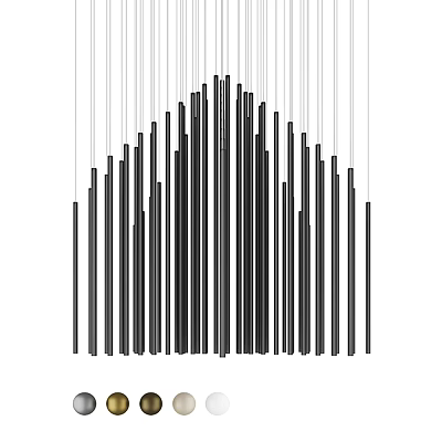 Modern Minimalist Chandelier Design With Vertical Black And White Lines For Home Interior 3d model