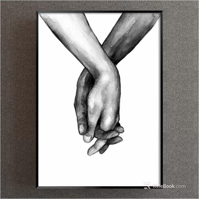 Intertwined Hands Black and White Detailed Sketch Artwork for Home Decor 3d model 