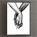 Intertwined Hands Black and White Detailed Sketch Artwork for Home Decor