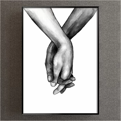 Intertwined Hands Black and White Detailed Sketch Artwork for Home Decor 3d model