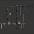 Industrial Metal Pipeline System With Valves Support Frames And Mechanical Connections