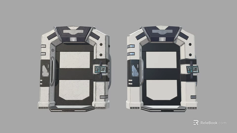 Dual Tech Device Panels In Black White With Symmetrical Design And Control Elements 3d model