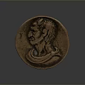 Vintage Copper Round Household Decorative Item With Portrait Relief Design