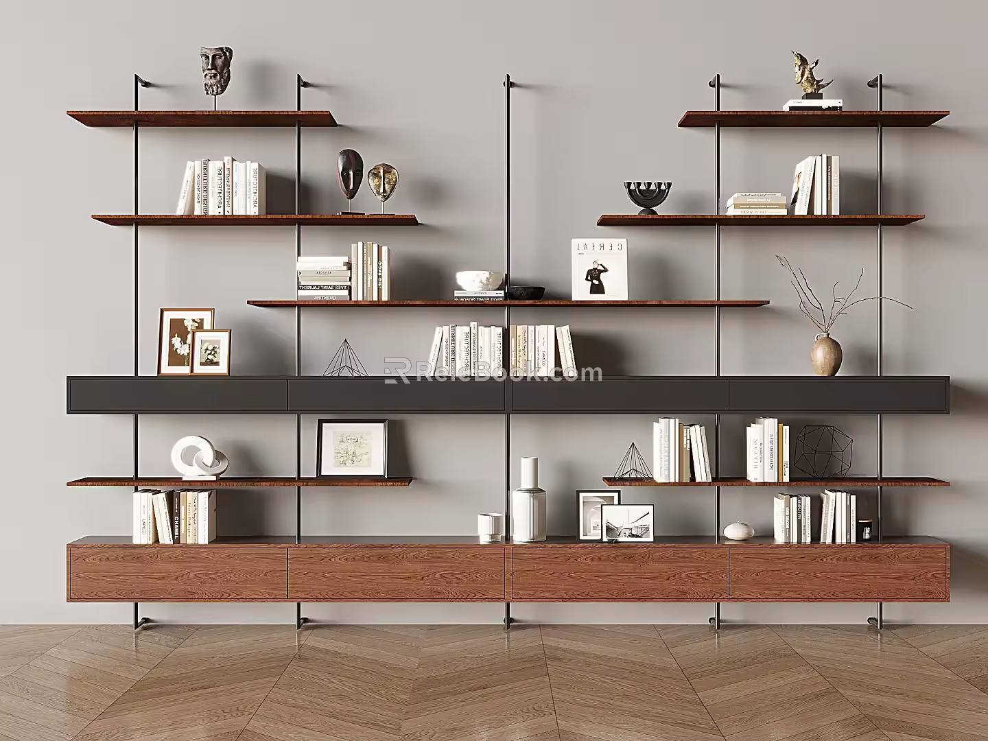 Nordic Solid Wood Bookshelf Hanger Storage Rack Display Rack Partition Wall Hanging Bookshelf Creative Decorative Rack 3d model