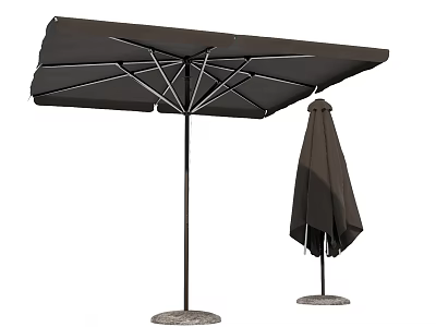 Dark Outdoor Sunshade With Open And Folded Designs And Metal Frame 3d model