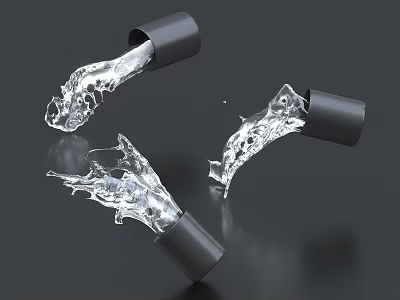 Modern Decorative Ornament Set With Black Bases And Transparent Water Splash Design 3d model