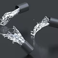 Modern Decorative Ornament Set With Black Bases And Transparent Water Splash Design