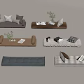 Various Stylish Sofas in Different Colors with Decorative Pillows Magazines and Plants