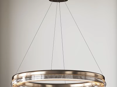 Modern Hanging Chandelier With Ring Shaped Metal Frame And Transparent Lighting Design 3d model