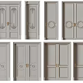 Elegant Gray Double Doors With Golden Handles And Decorative Details for Home Interior Design