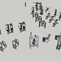 Various Fitness Equipment Including Multi functional Trainer Dumbbell Bench And Leg Press Machines