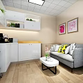 Nursery Room Interior With Pink Walls Baby Bed Sofa Bookshelf And Yellow Carpet