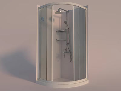 Modern Bathroom Shower Enclosure With Glass Doors Shower Head And Shelves 3d model