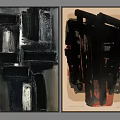 Abstract Wall Art With Black White Red Gray Two Piece Modern Decor Paintings