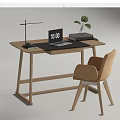 Nordic desk and chair log desk and chair combination 3d model