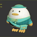 Cute Duck Doll With White Body Yellow Beak And Turquoise Outfit Hat