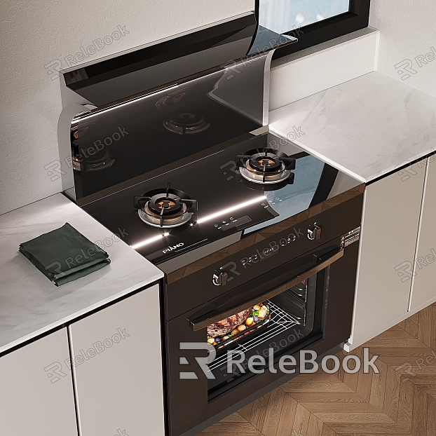 Modern integrated stove range hood gas stove model