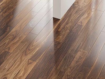 Elegant Dark Brown Wooden Flooring With Natural Grain Texture For Living Room 3d model