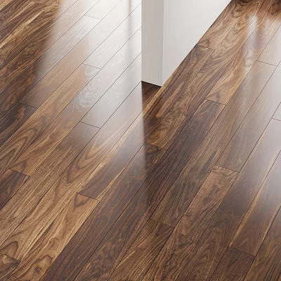 Elegant Dark Brown Wooden Flooring With Natural Grain Texture For Living Room 3d model