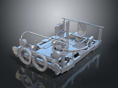 Industrial Hardware Tools with Metal Frame Wheels and Mechanical Components Design 3d model