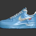 Light Blue Nike Sneakers with White Laces Swoosh Logo Leather Upper and Blue Sole