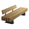Sturdy Wooden Outdoor Bench With Metal Legs And Slatted Design For Garden Use