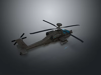 Detailed Military Helicopter Model With Gray Body Main Rotor Tail Rotor And Radar Dome 3d model