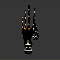 Detailed Mechanical Robot Arm Featuring Black Body And Orange Joints On Gray Background