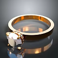 Elegant Gold Ring With Large Diamond And Small Stone Decorations As Daily Accessory 3d model