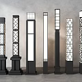 Modern Outdoor Lights With Various Column Styles And Geometric Pattern Designs 3d model