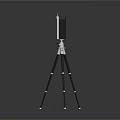 Black digital mobile phone mounted on adjustable tripod stand for photography use 3d model